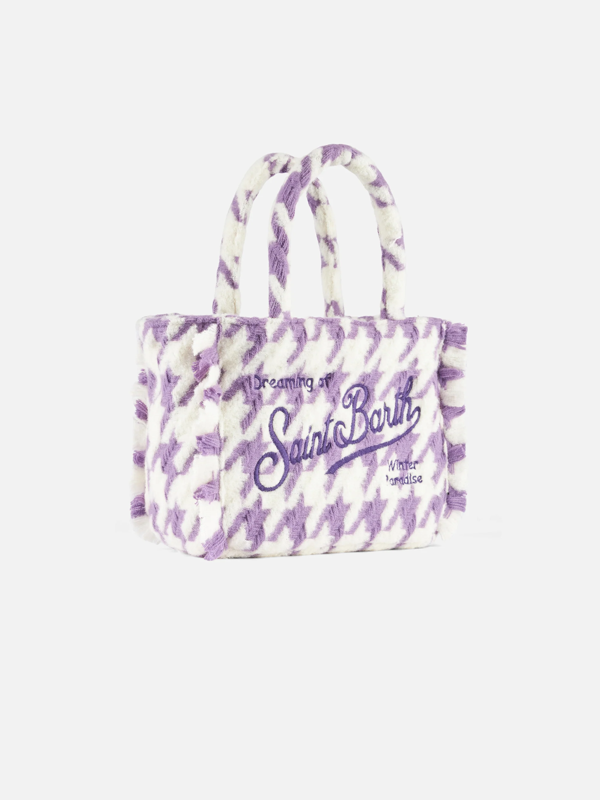 Colette Classic white and lilac pied de poule handbag - Image 3