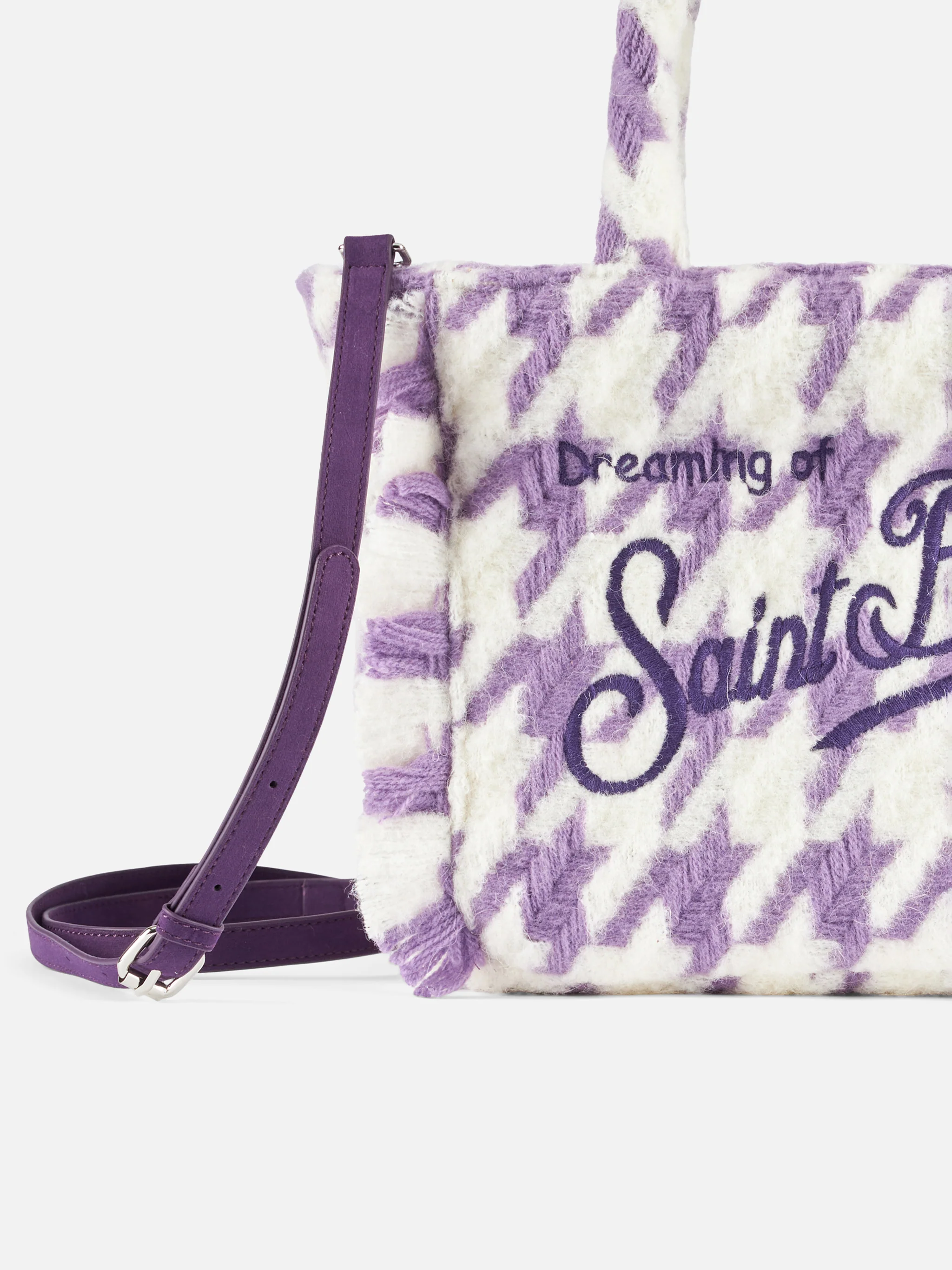 Colette Classic white and lilac pied de poule handbag - Image 5