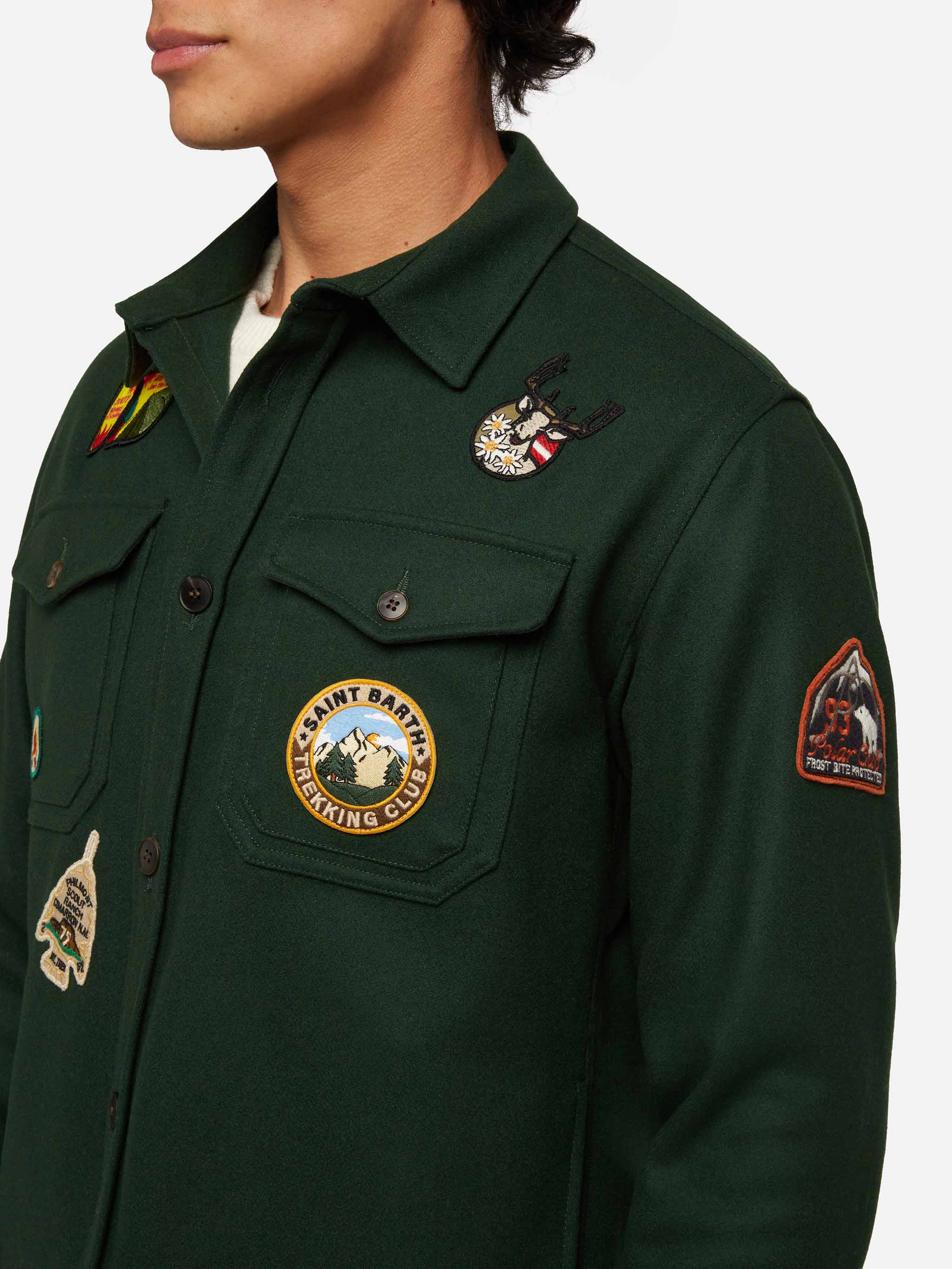 Wooly green overshirt Burton with pockets and patches - Image 2