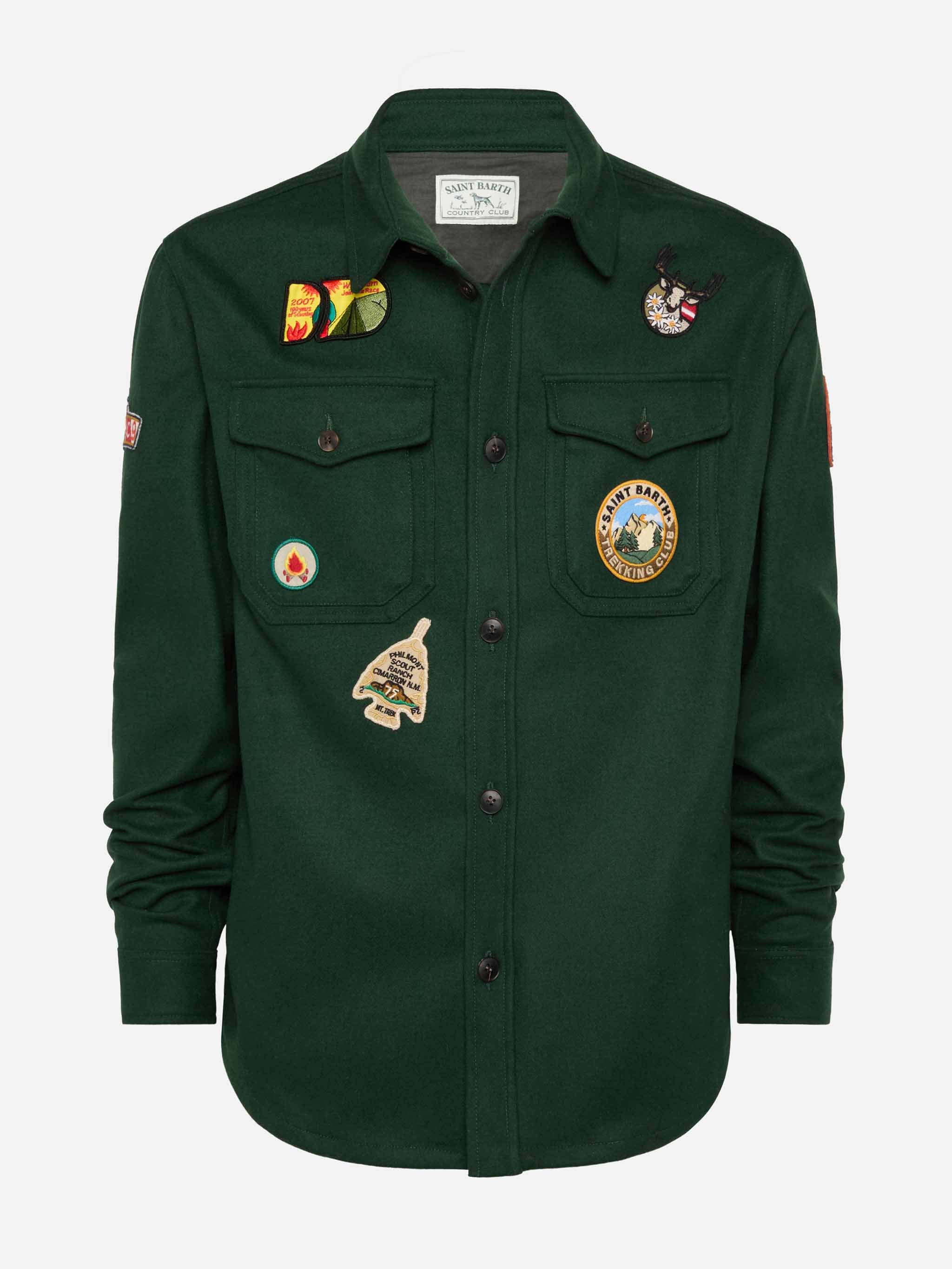 Wooly green overshirt Burton with pockets and patches - Image 4