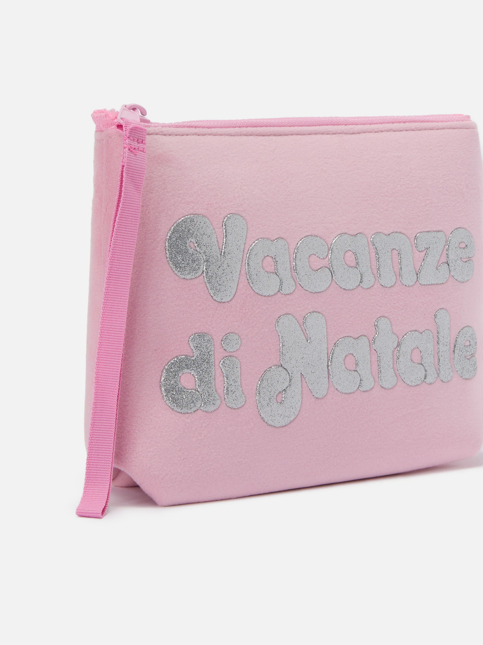 Aline Pouch in pink wool-effect fabric with Christmas Vacation print | VACANZE DI NATALE SPECIAL EDITION - Image 2