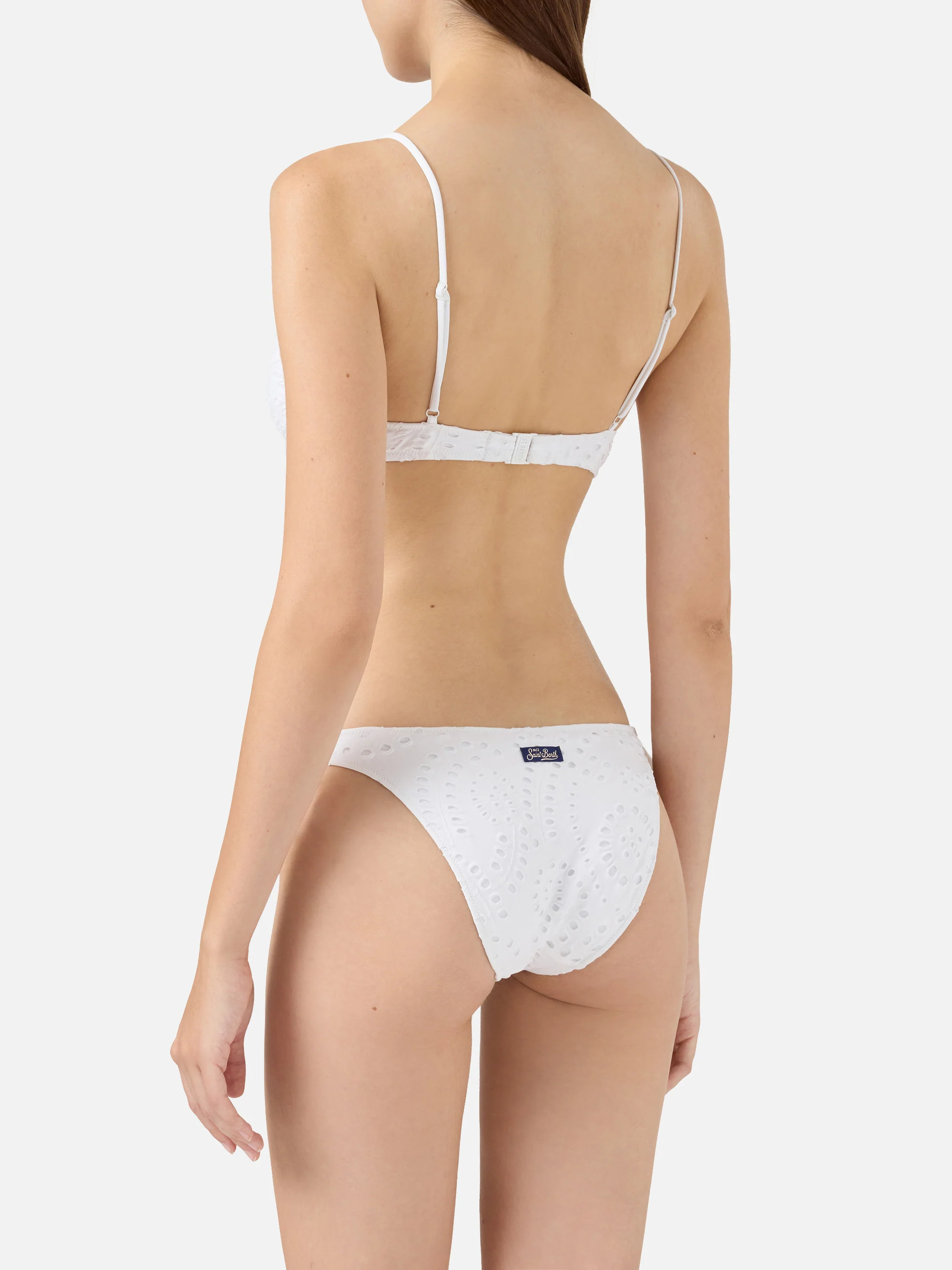 Paloma Yali deep neck bralette bikini in white sangallo lace - Image 4
