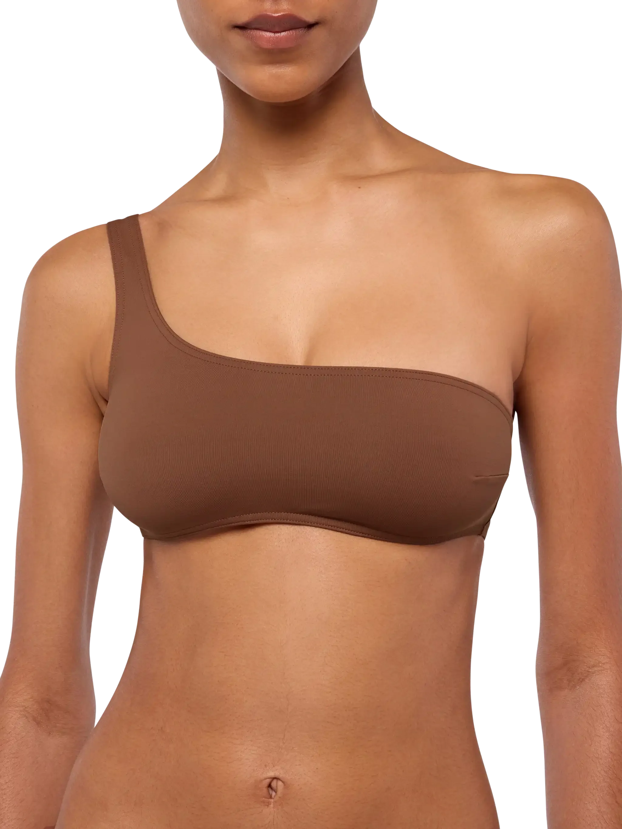 Celestine Yali one shoulder bralette bikini in brown - Image 5