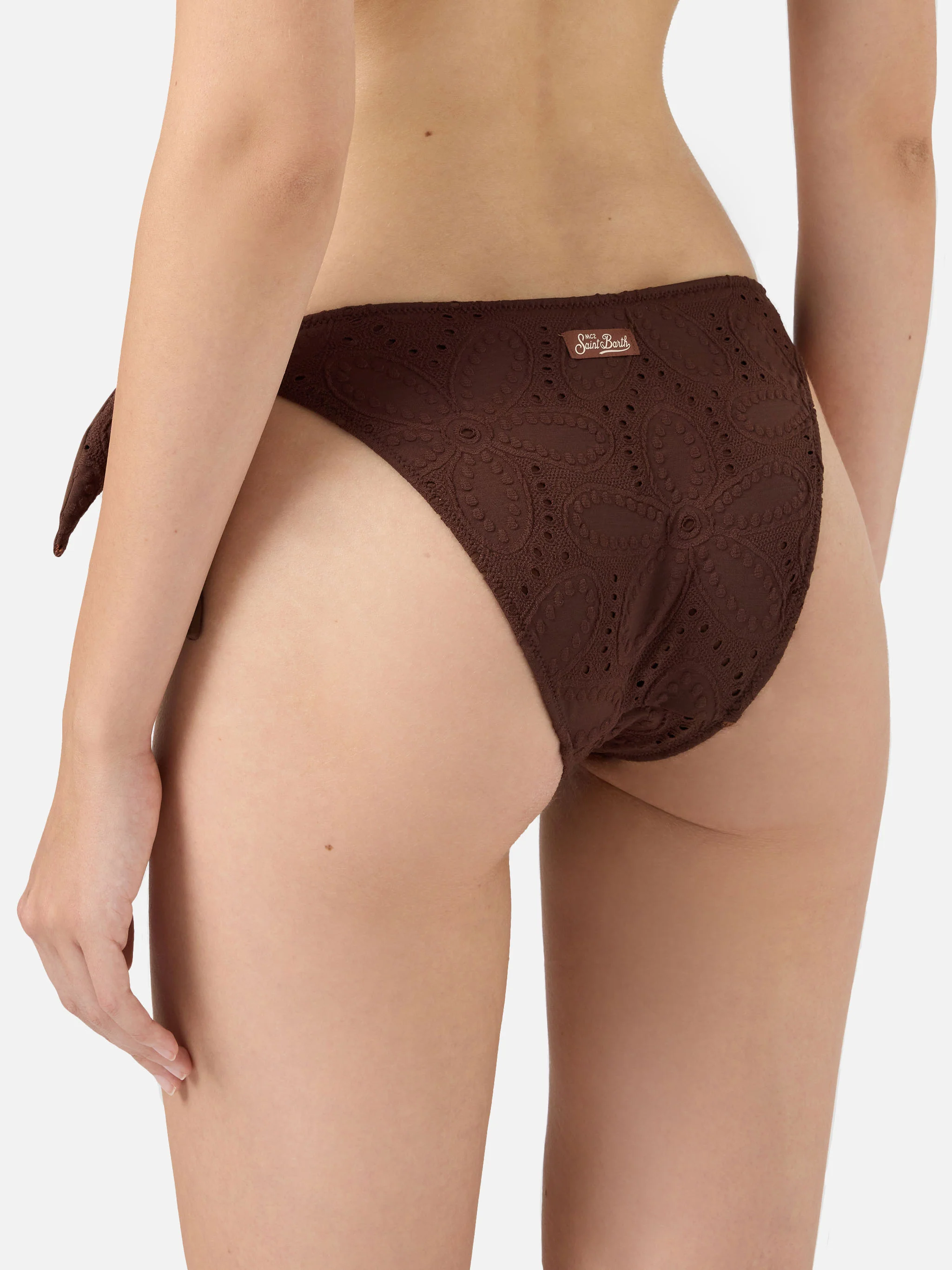Yali brown Sangallo lace classic swim briefs - Image 2