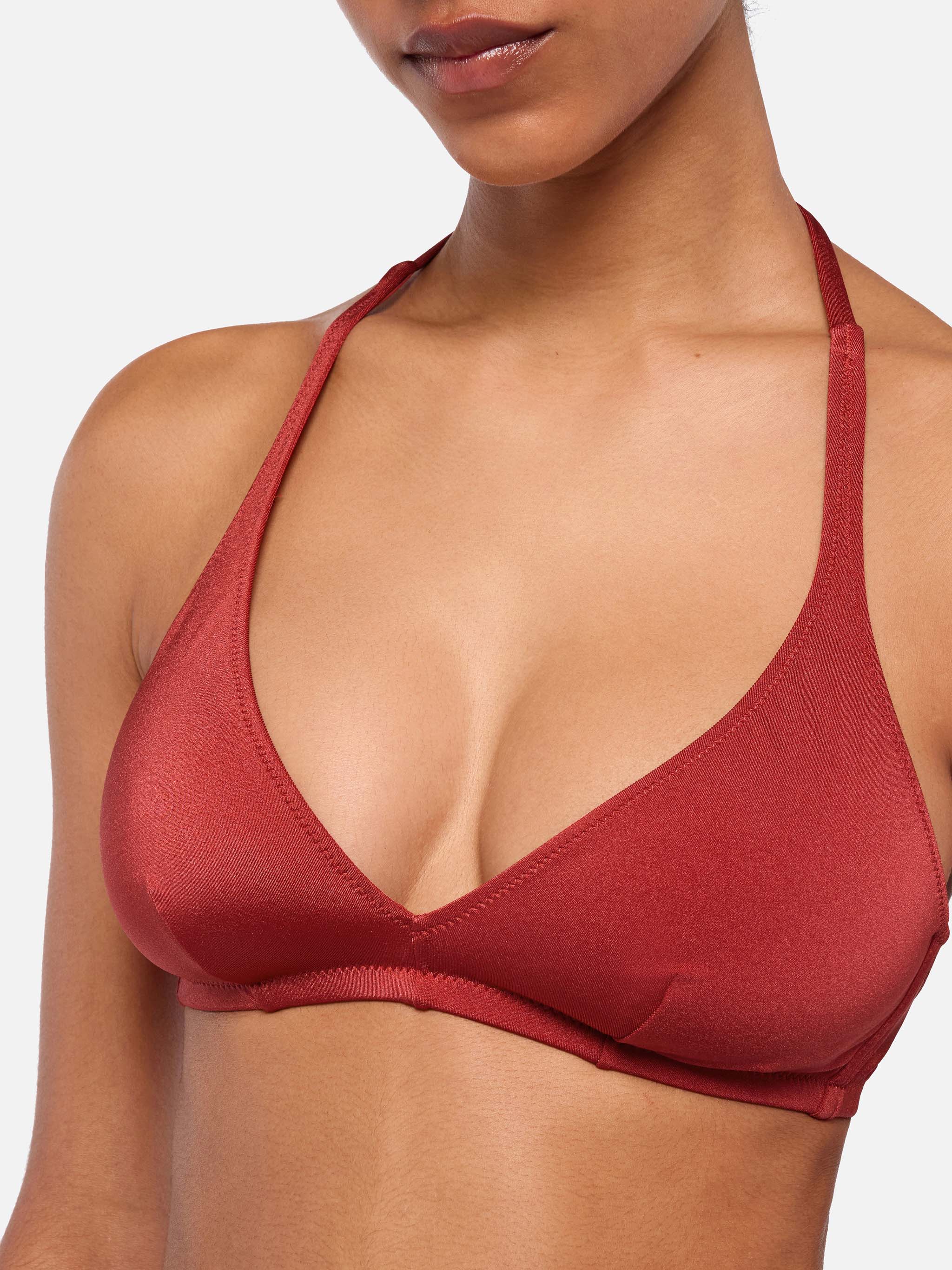 Gaia Yali classic triangle bralette bikini in shimmer brick color - Image 5