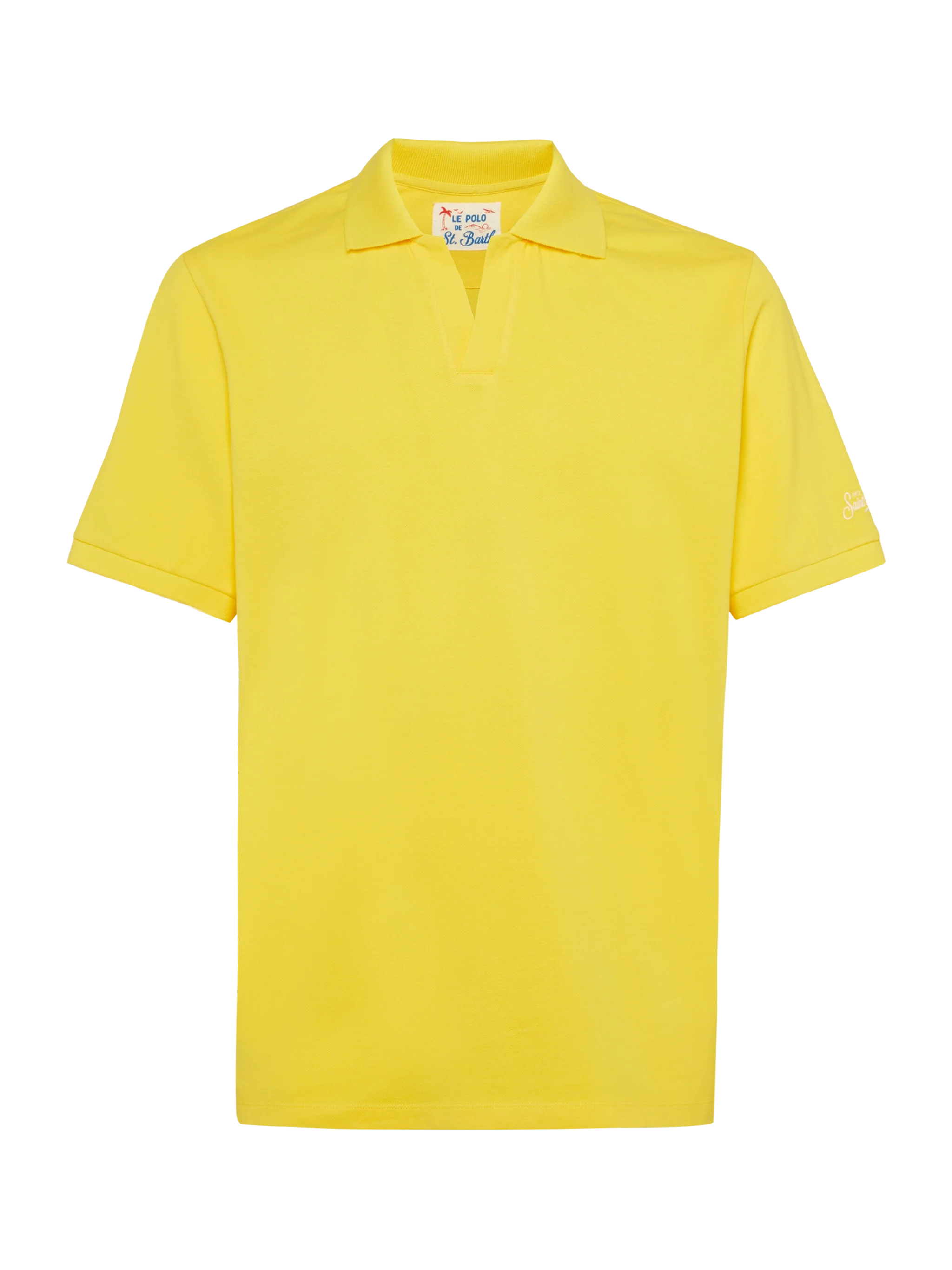 Yellow cotton piquet buttonless polo shirt Charles - Image 3
