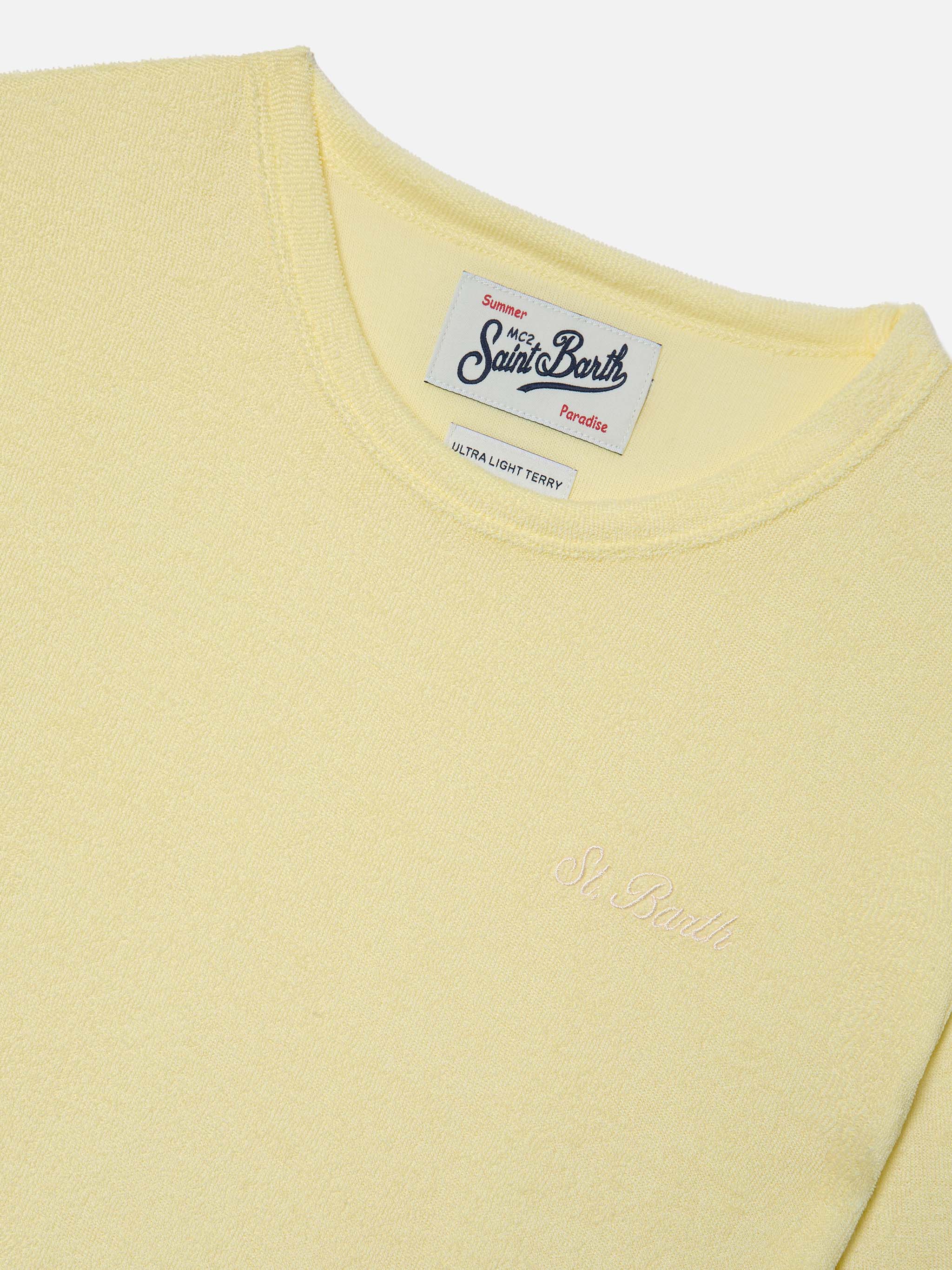 Yellow Gary Jr t-shirt in terry-effect fabric with embroidered logo - Image 2