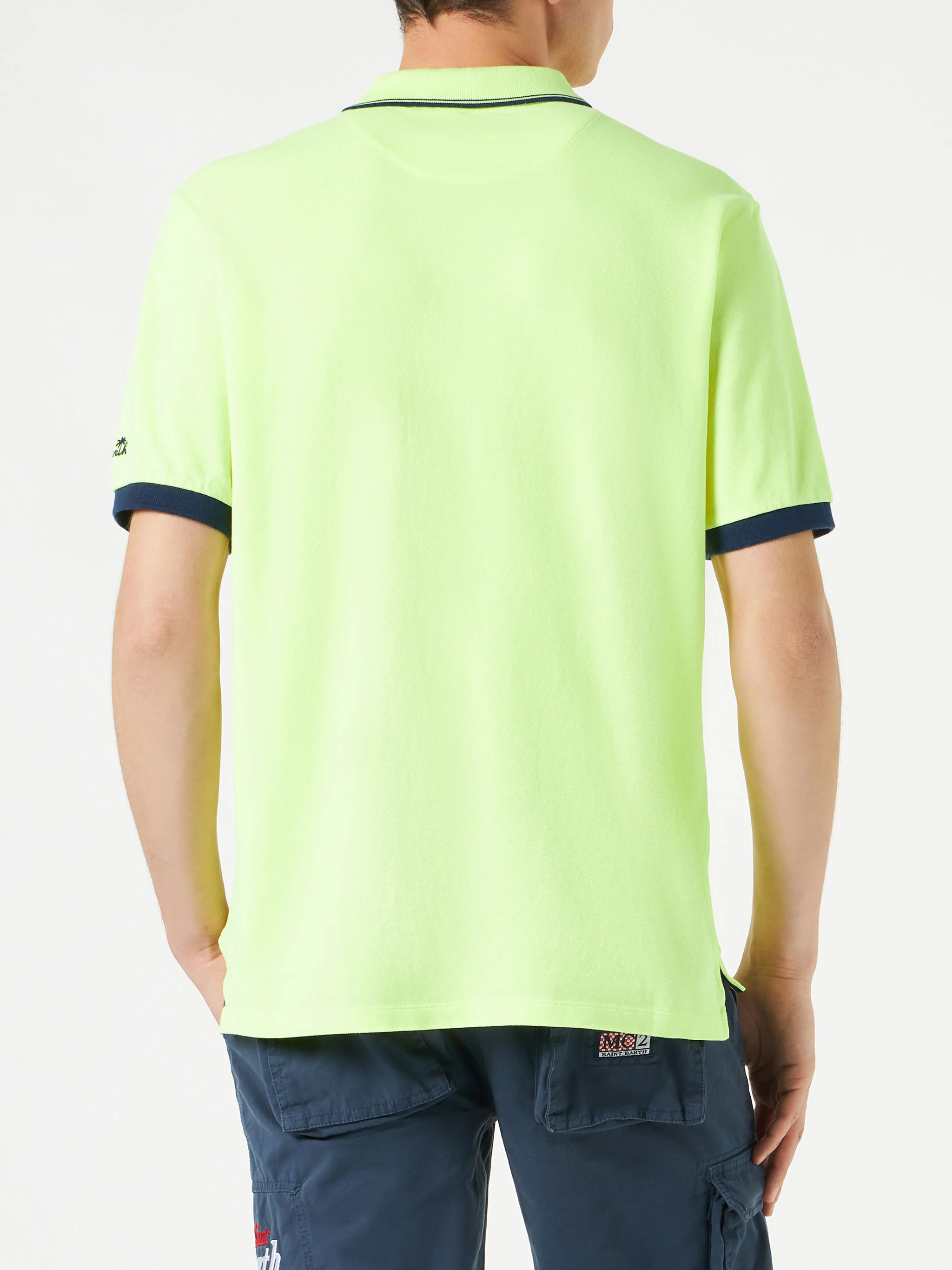 Fluo yellow piquet polo with St. Barth logo - Image 3