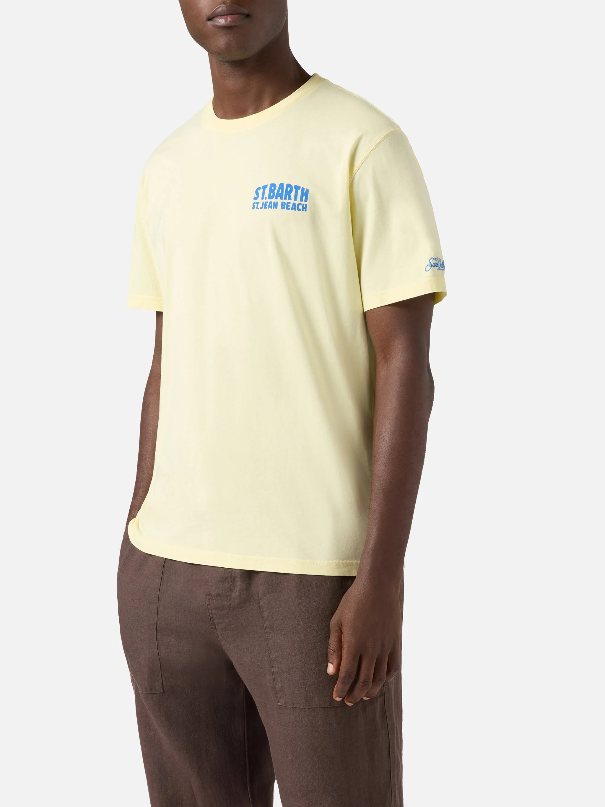 Yellow Portland t-shirt with St. Jean Beach illustration - Image 3