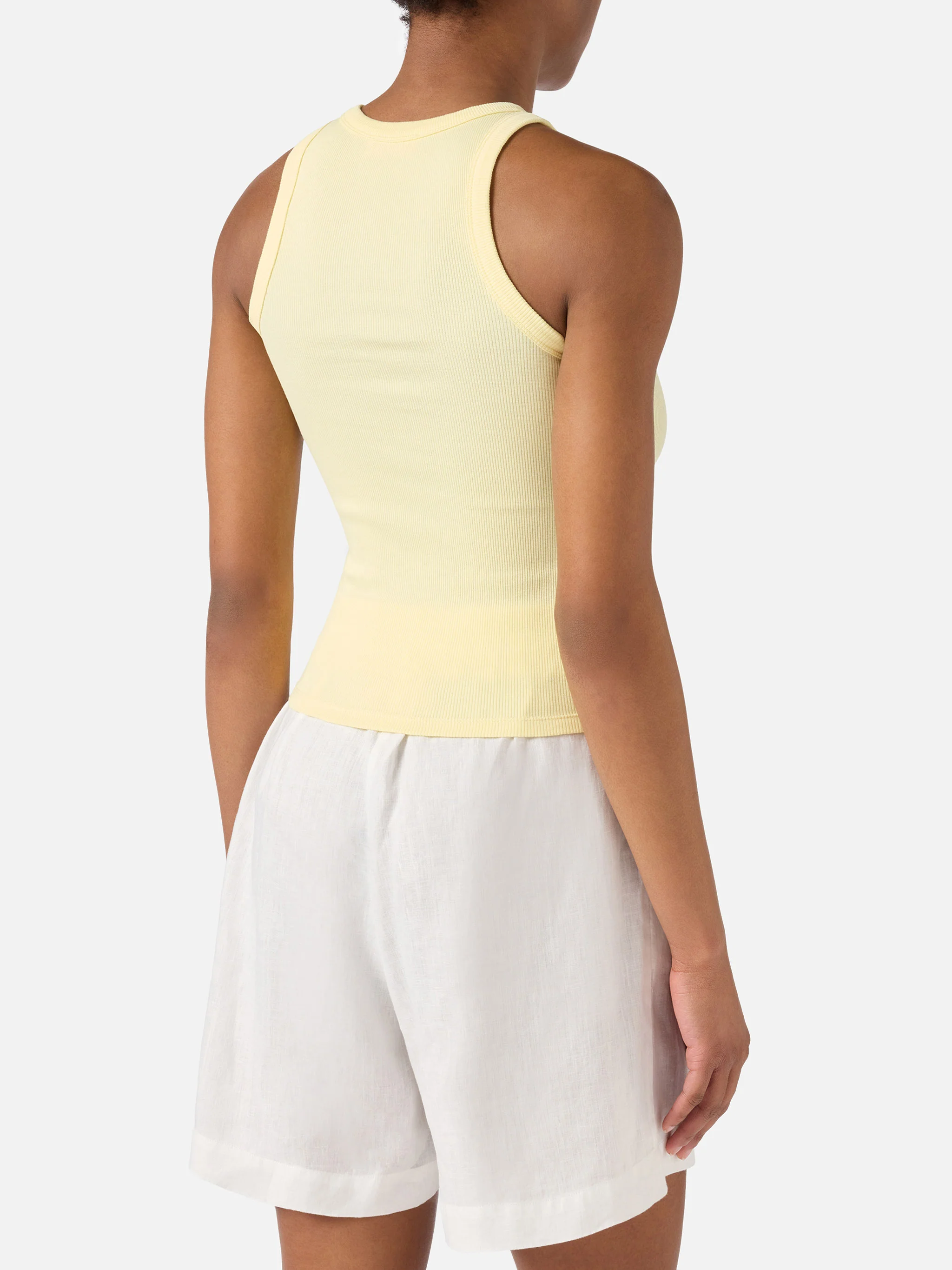 Yellow ribbed Ada tank top with embroidery - Image 3