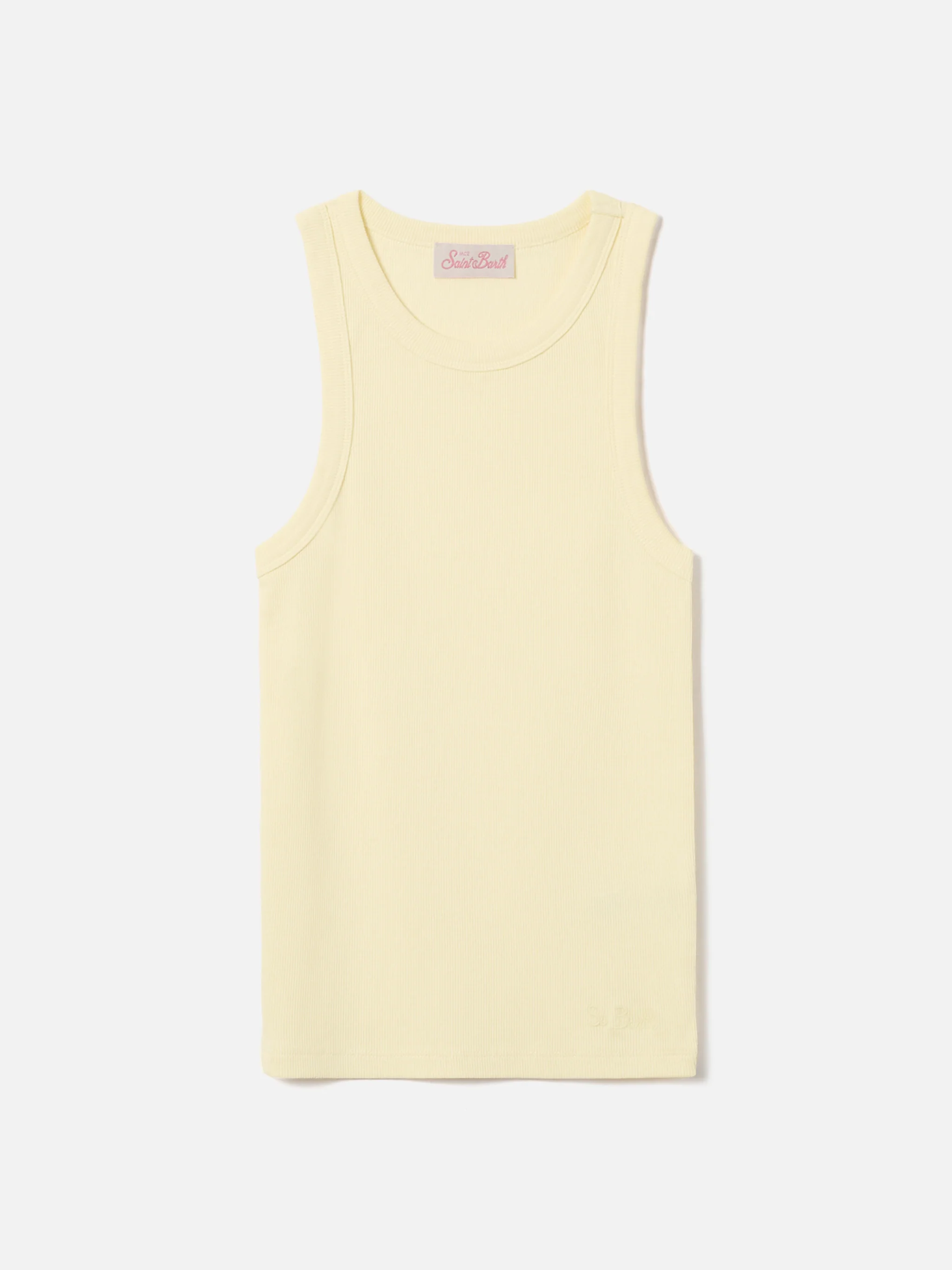 Yellow ribbed Ada tank top with embroidery - Image 4