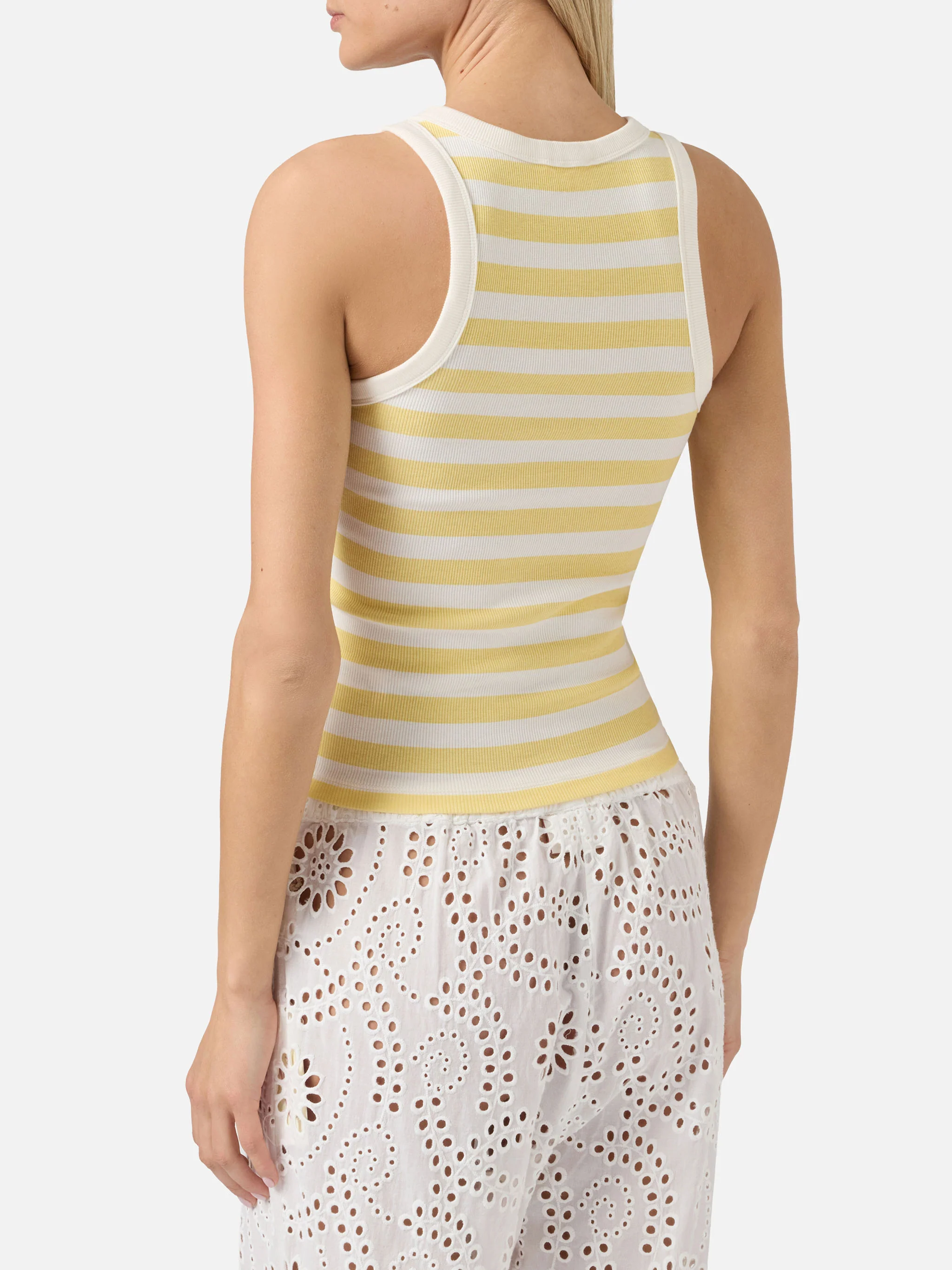 Yellow striped Ada tank top with Beach Club embroidery - Image 3