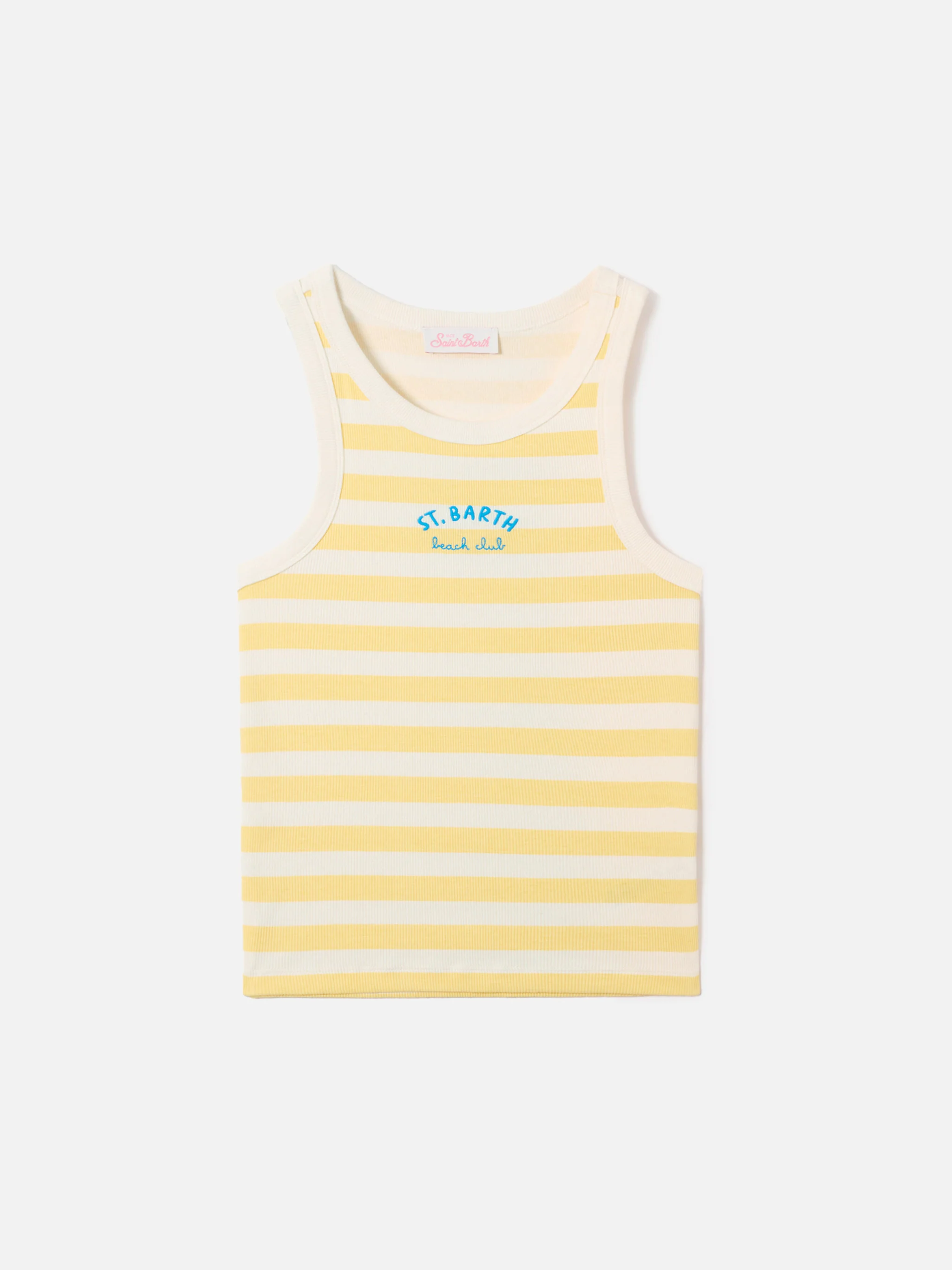Yellow striped Ada tank top with Beach Club embroidery - Image 4