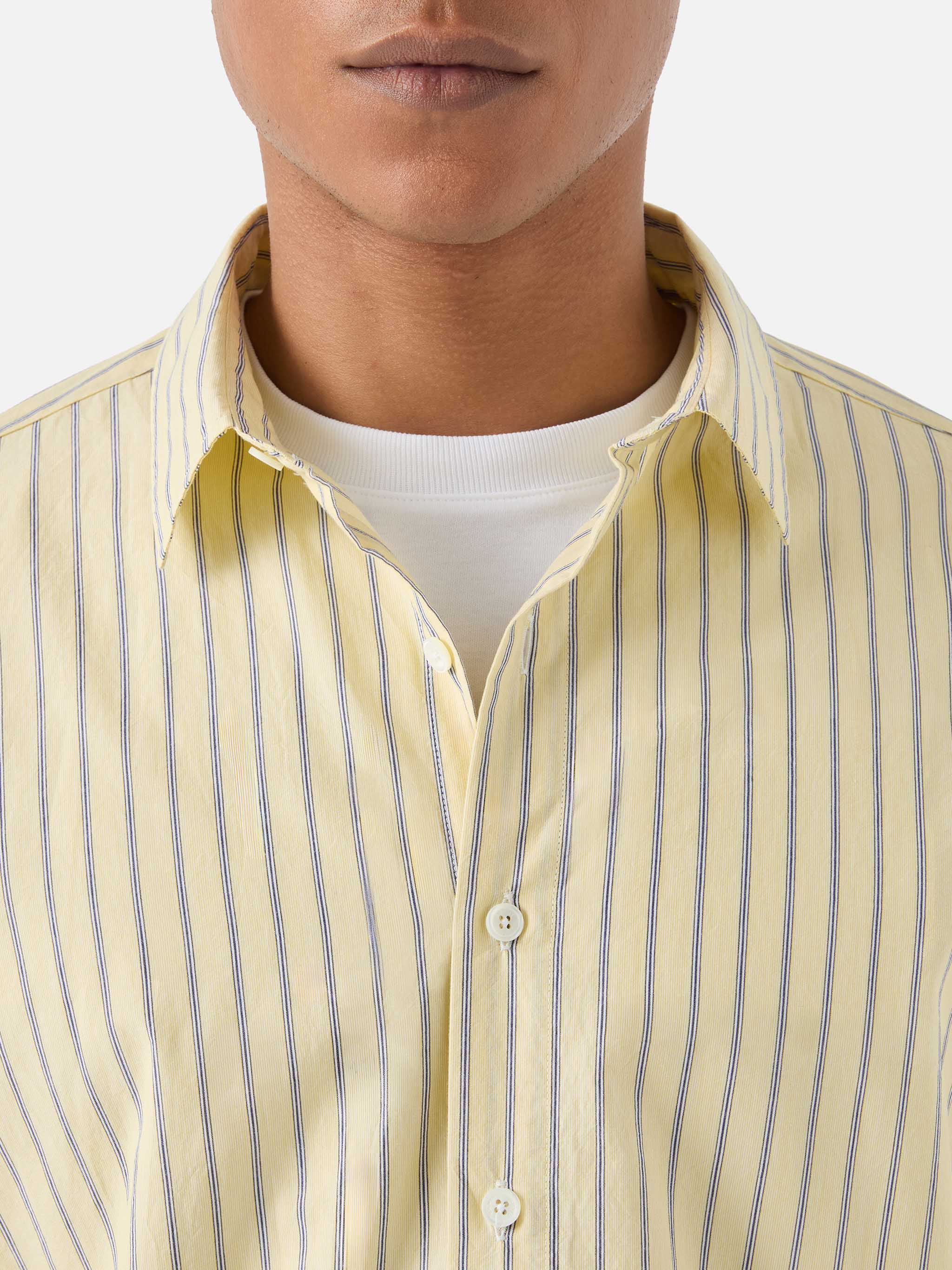 Yellow striped Levanzo shirt in pure cotton - Image 2