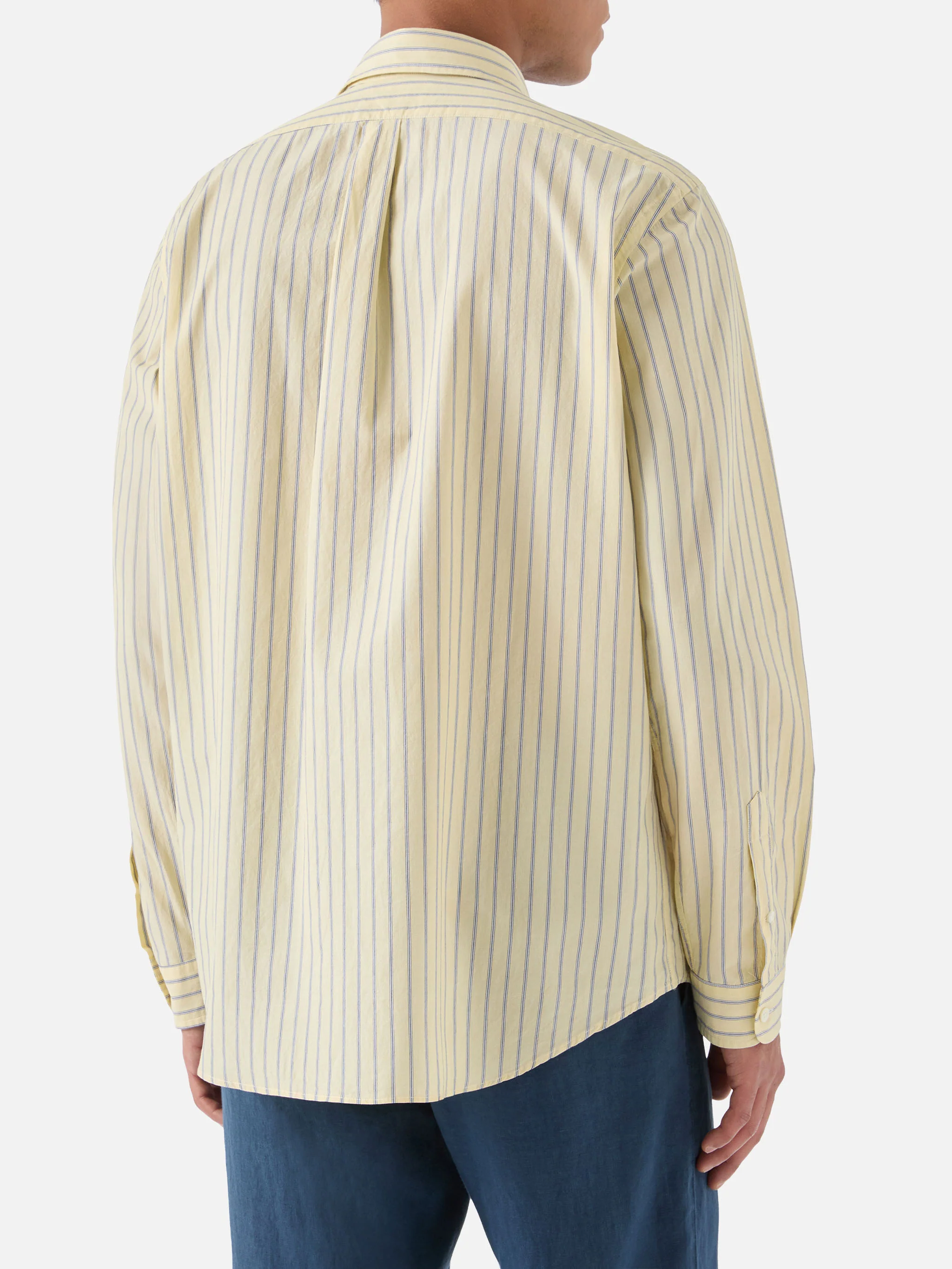 Yellow striped Levanzo shirt in pure cotton - Image 3