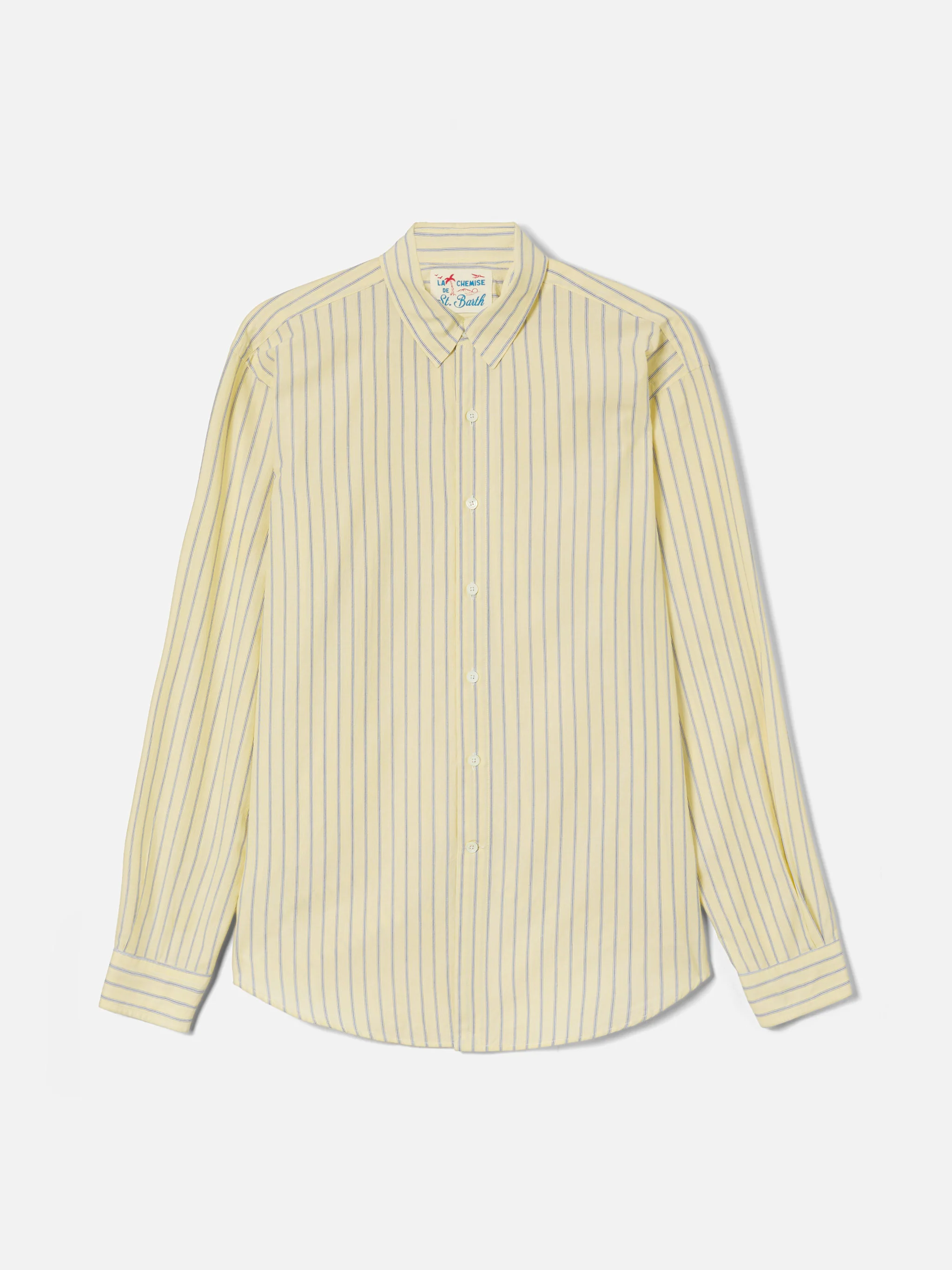 Yellow striped Levanzo shirt in pure cotton - Image 5