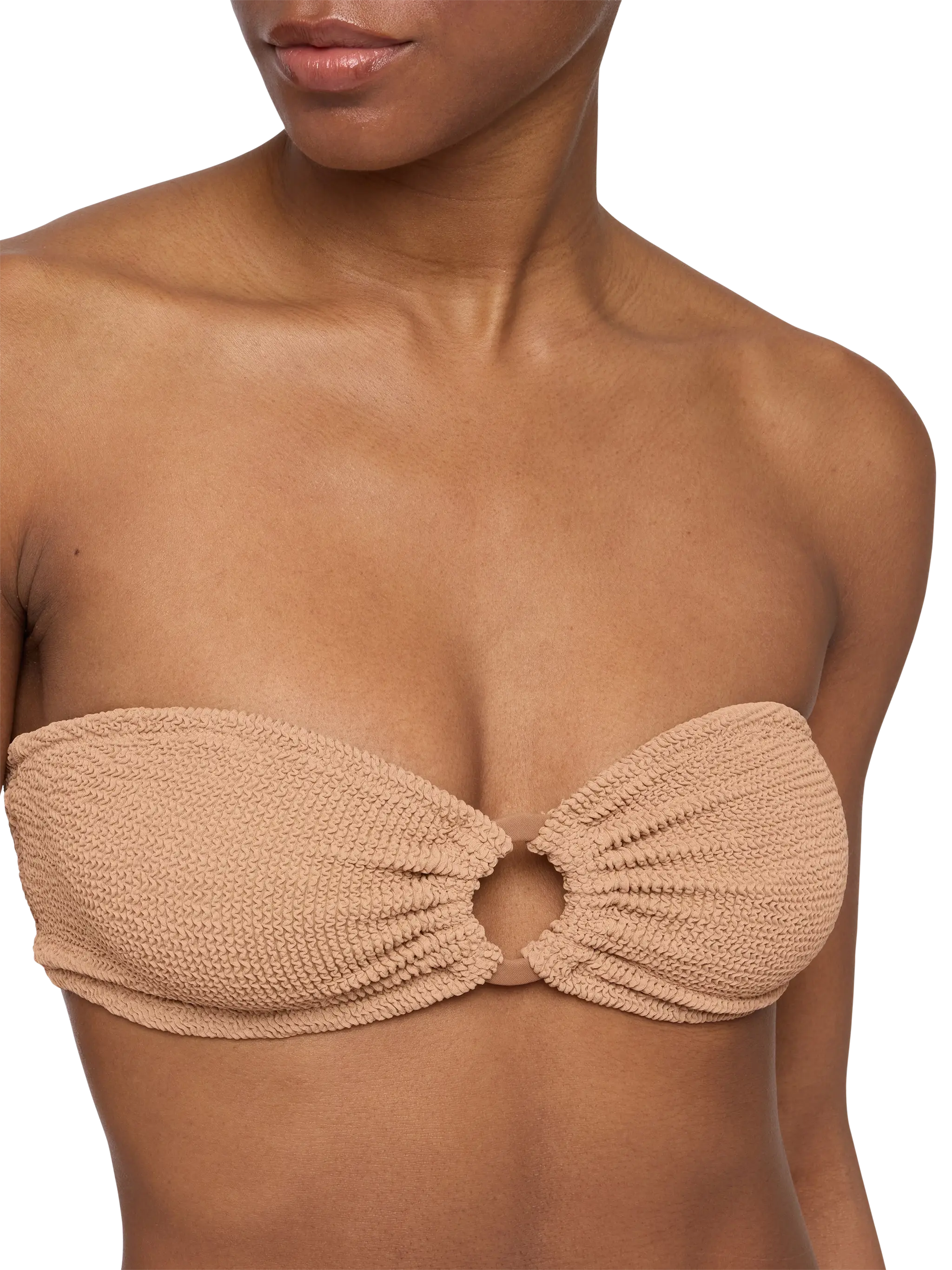 Yulia camel brown crinkle bandeau top - Image 3