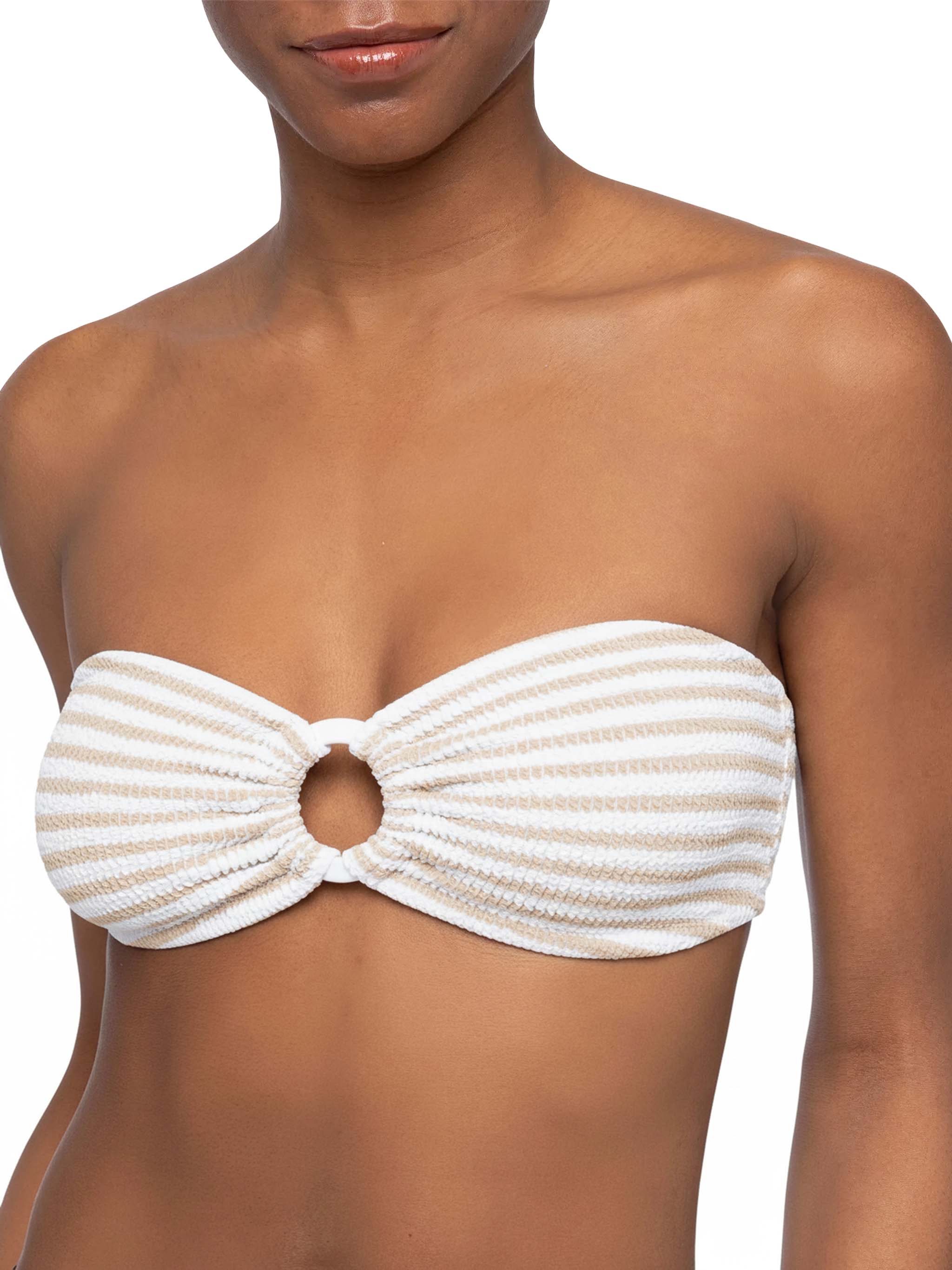 Yulia crinkle bandeau top with striped print - Image 2