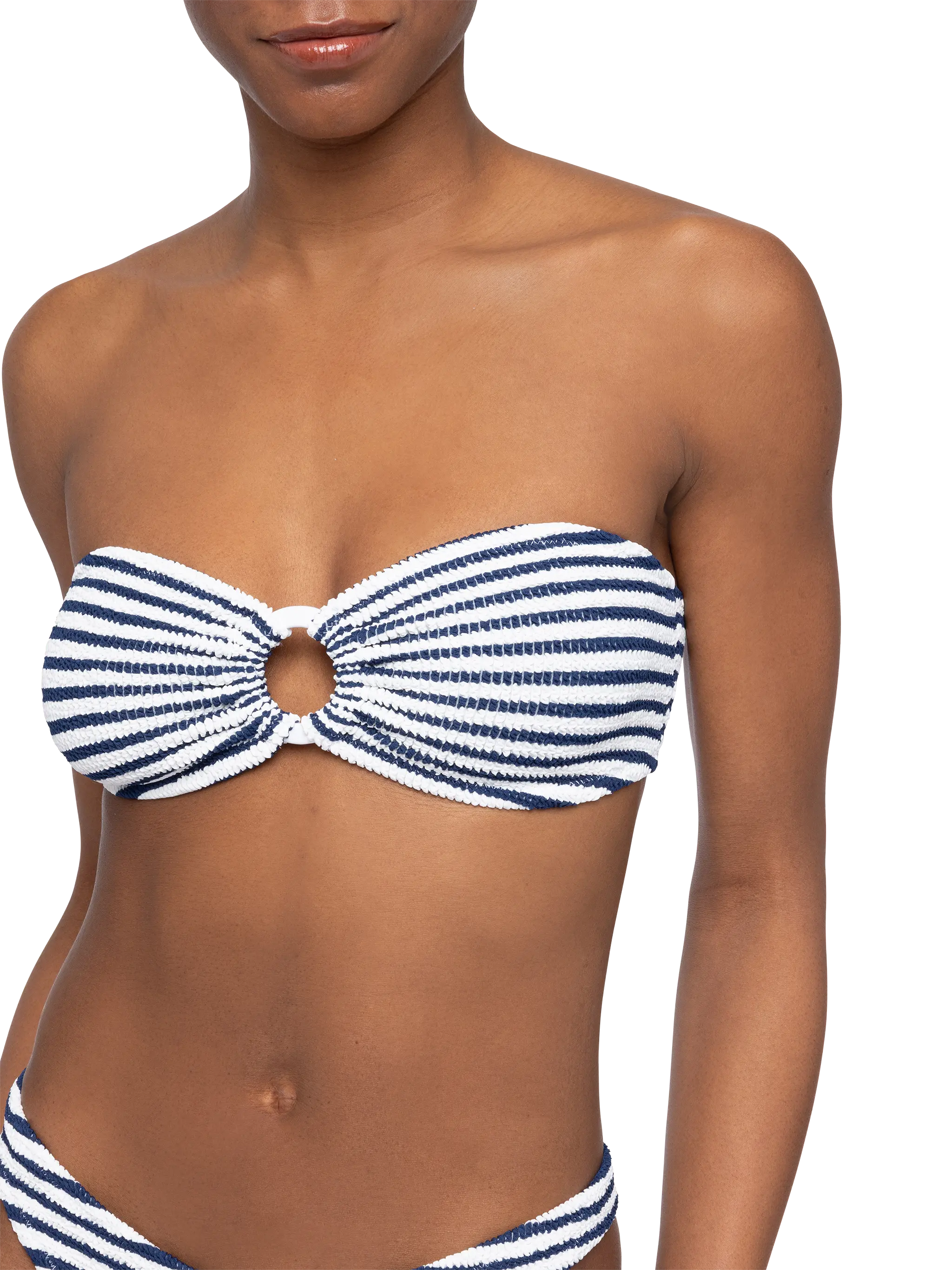 Yulia crinkle bandeau top with striped print - Image 3