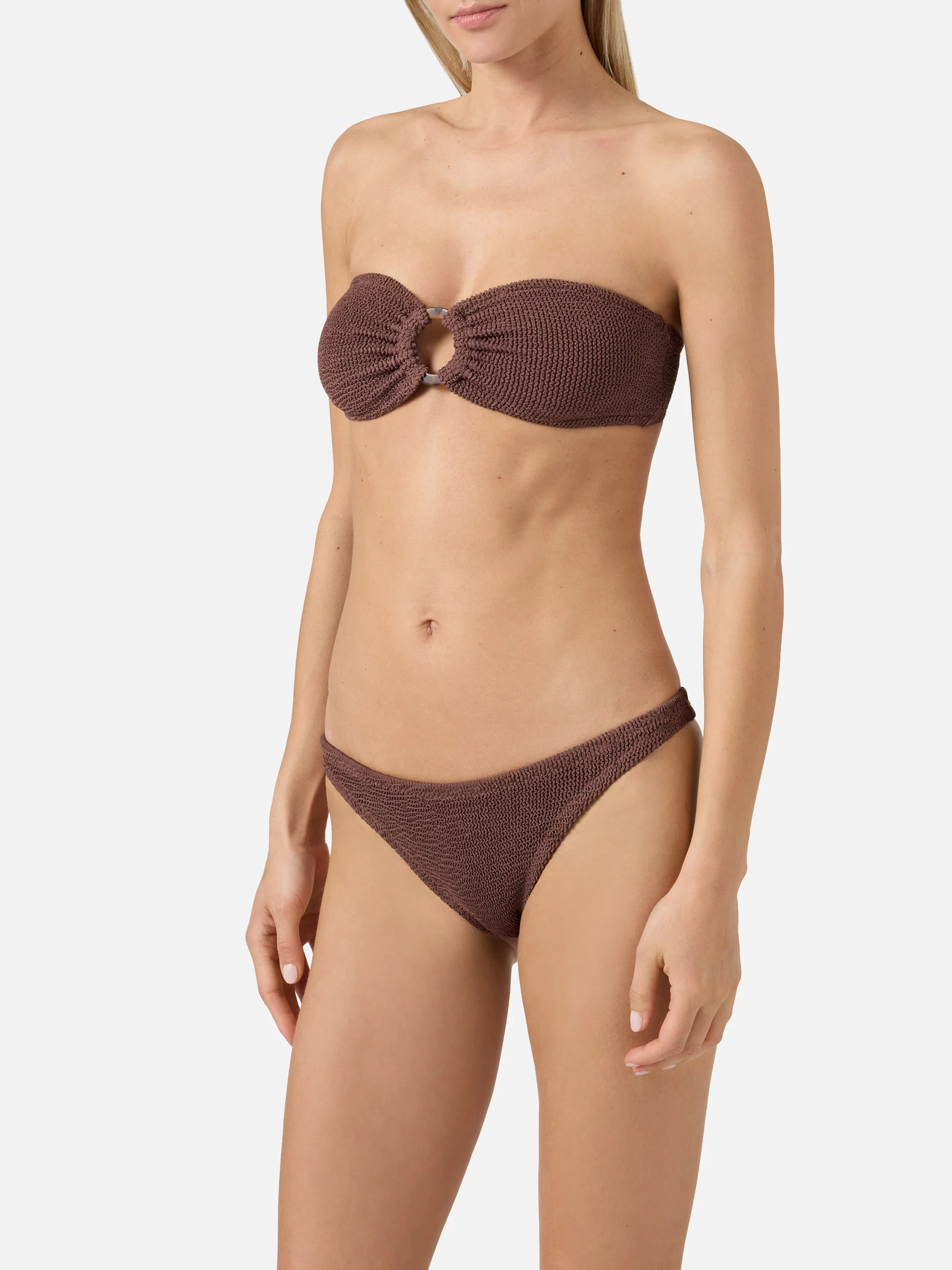 Yulia Naomi brown crinkle bandeau bikini - Image 2