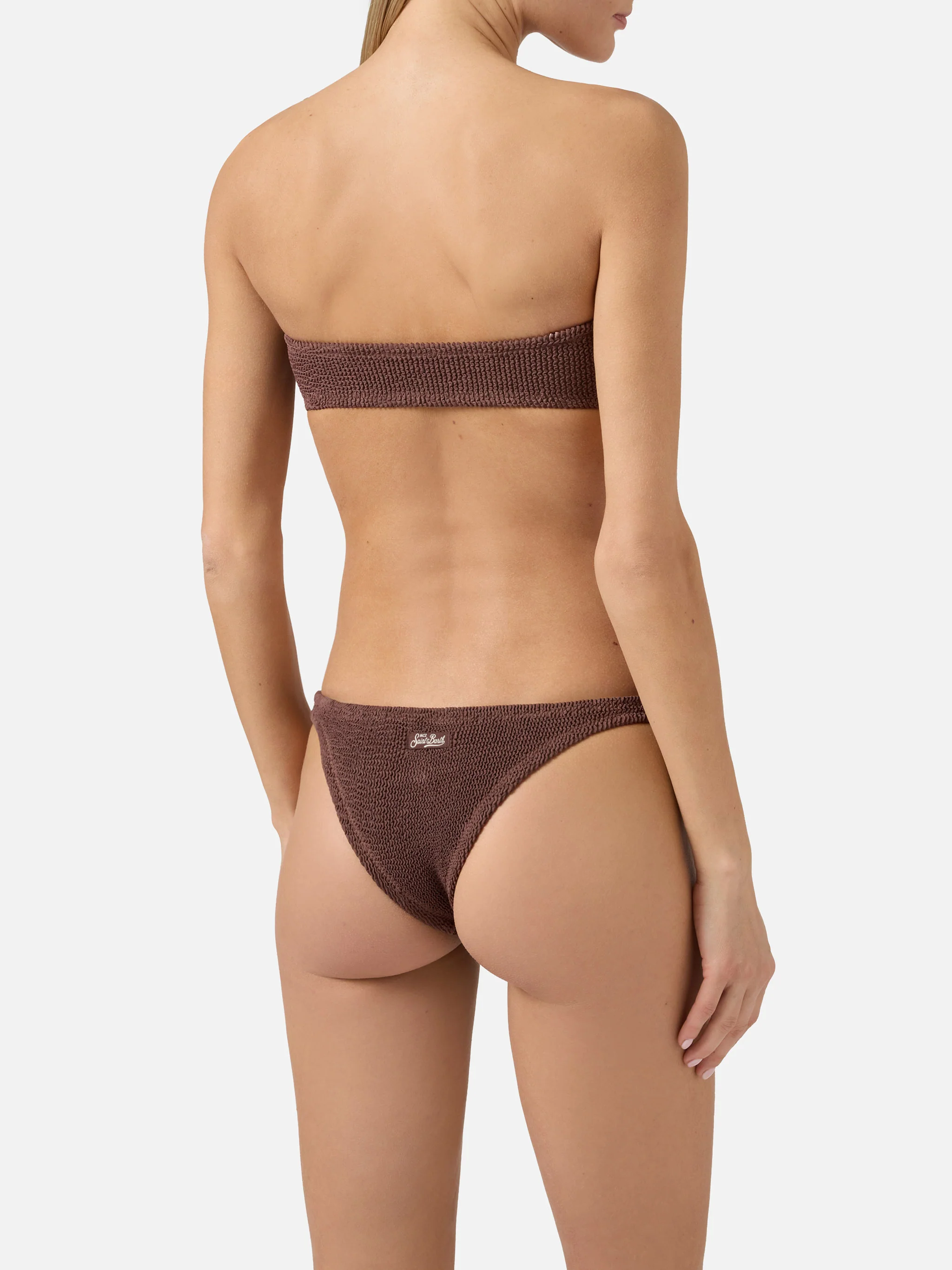 Yulia Naomi brown crinkle bandeau bikini - Image 4