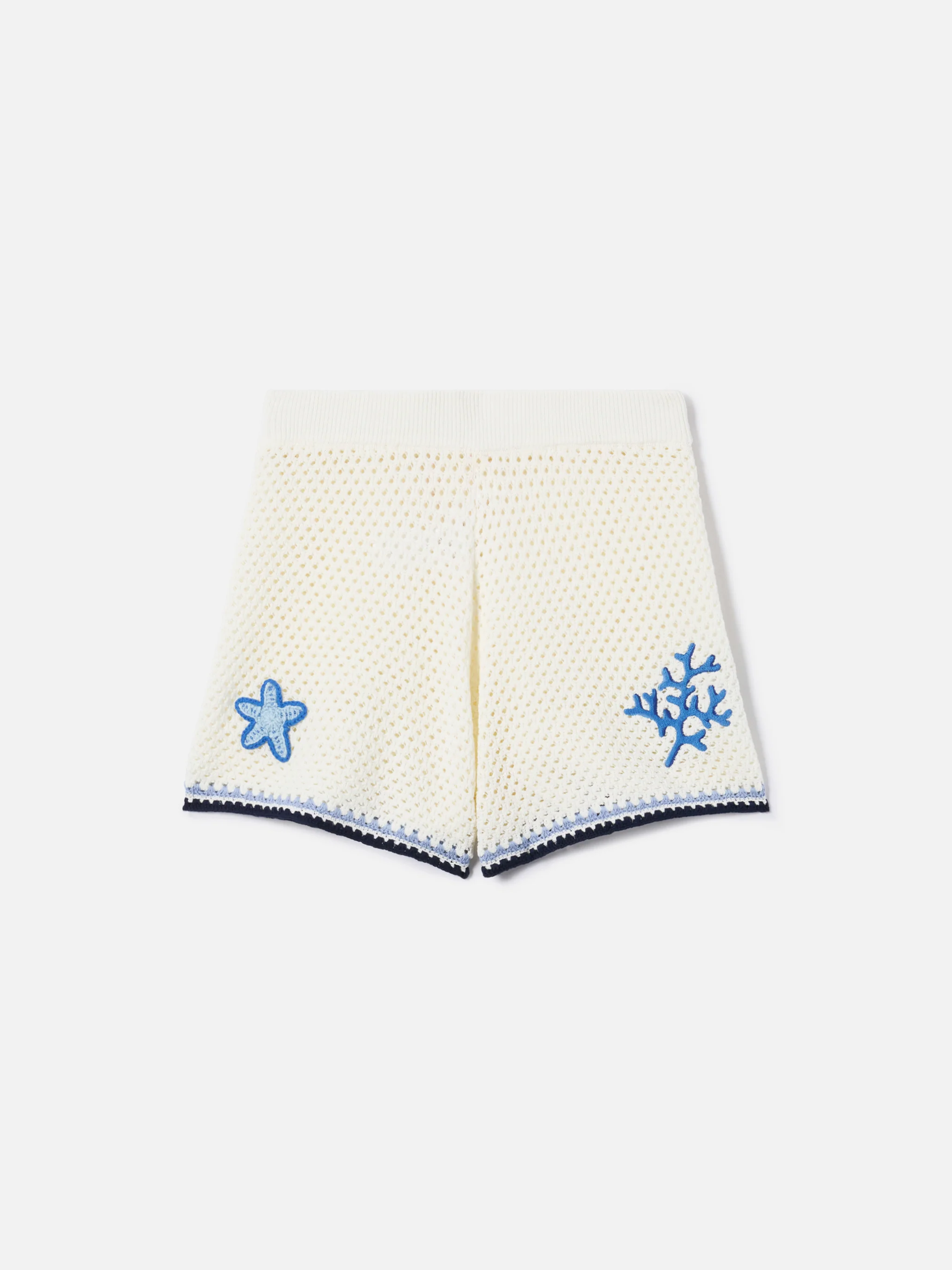 Yvette knit shorts with marine-themed crochet patches - Image 4