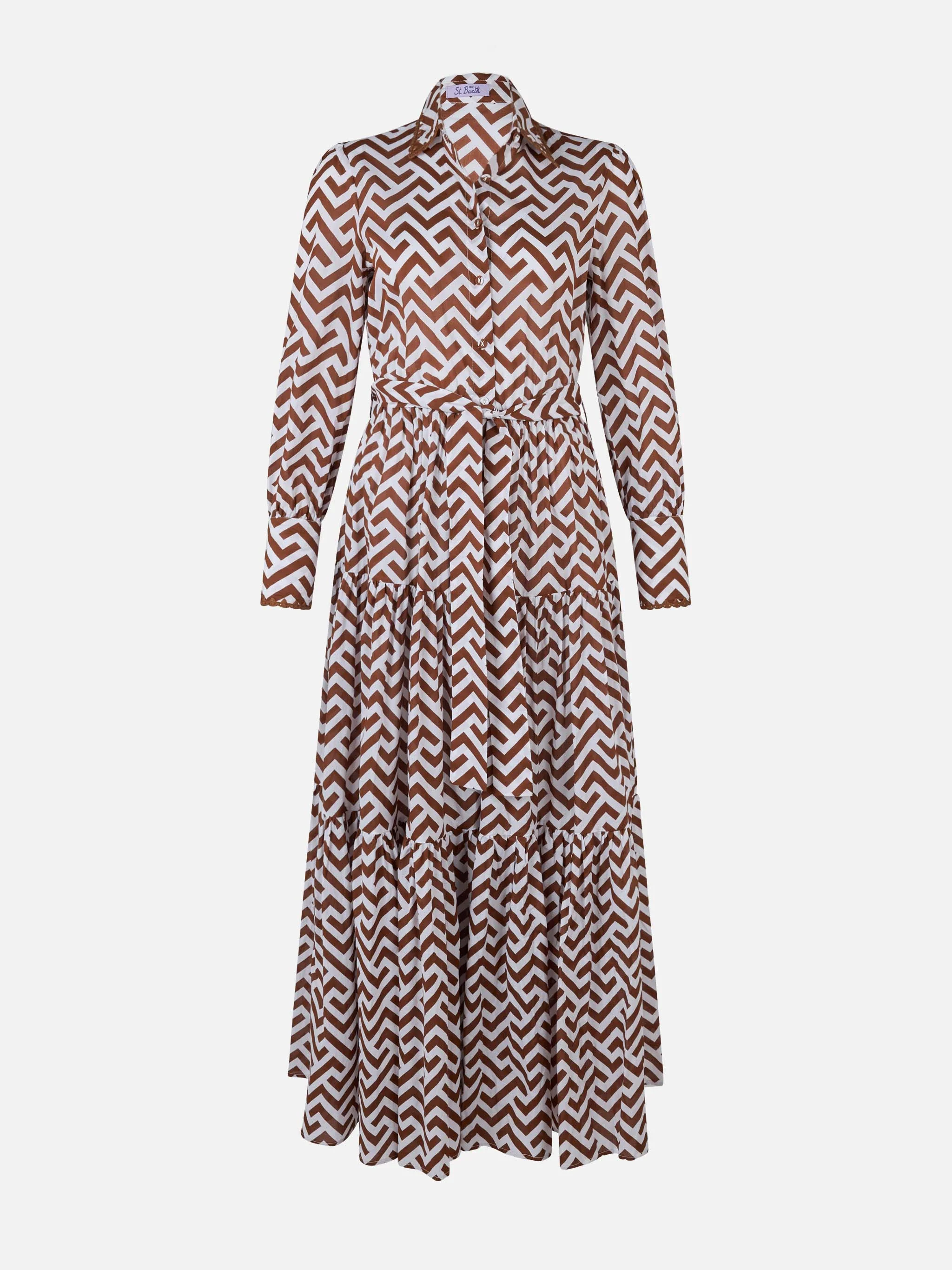 Zig zag print Jensen cotton long dress - Image 4